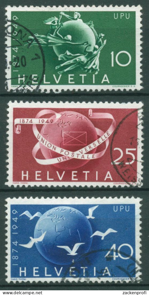 Schweiz 1949 Weltpostverein UPU Denkmal Weltkugel 522/24 Gestempelt - Gebraucht