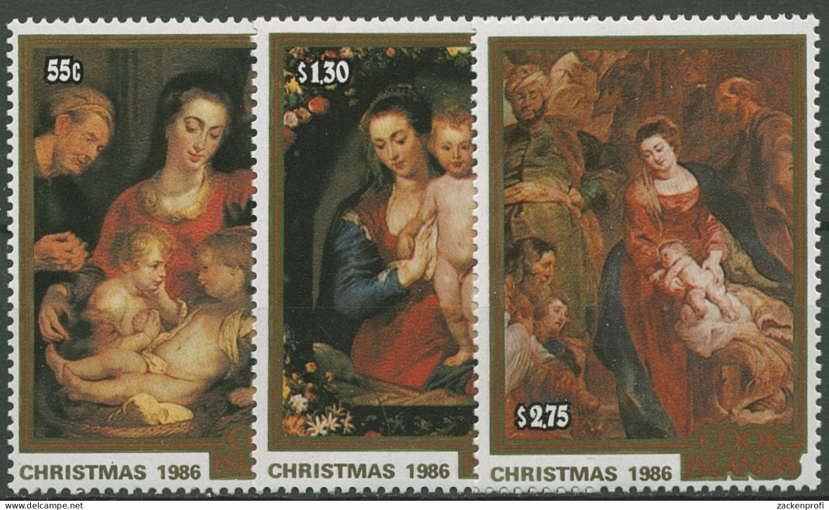 Cook-Inseln 1986 Weihnachten Gemälde Von Rubens 1125/27 Postfrisch - Cookeilanden