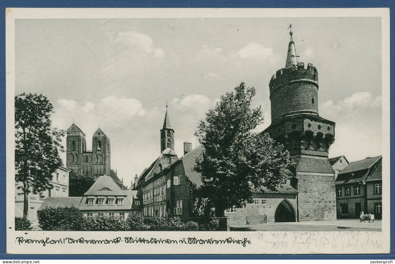 Prenzlau Partie Am Mitteltorturm Mit Marienkirche, Gelaufen (AK3684) - Prenzlau