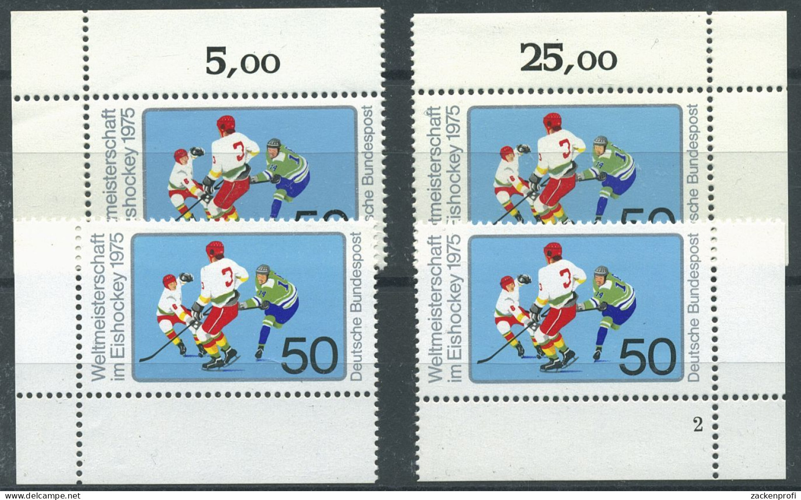 Bund 1975 Eishockey-Weltmeisterschaft 835 Alle 4 Ecken Postfrisch (E577) - Neufs