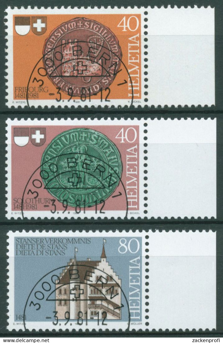 Schweiz 1981 Freiburg Solothurn Stanser Verkommnis Rathaus 1203/05 Gestempelt - Oblitérés