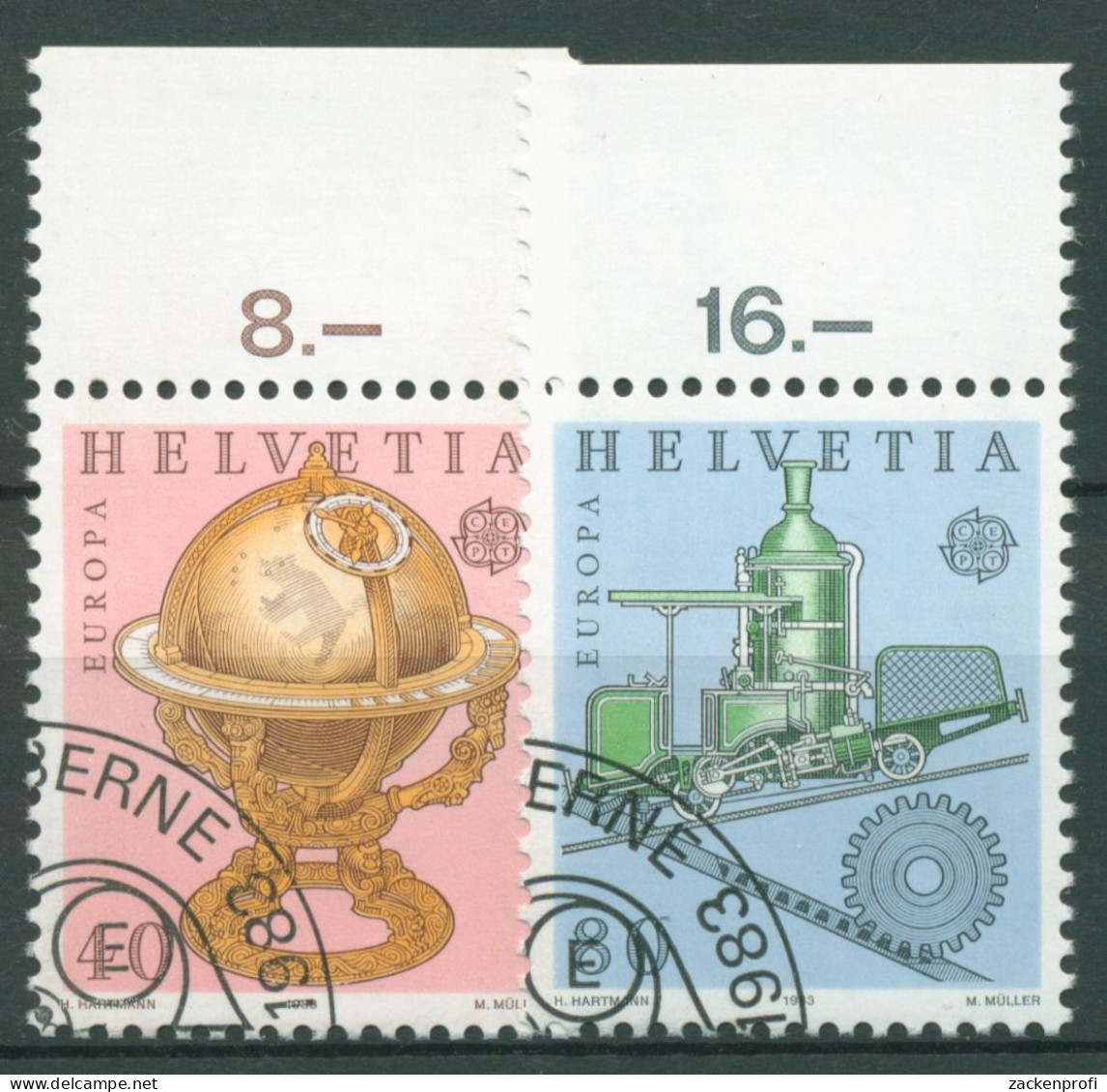 Schweiz 1983 Europa CEPT Werke Erfindungen Globus Dampflok 1249/50 Gestempelt - Usati