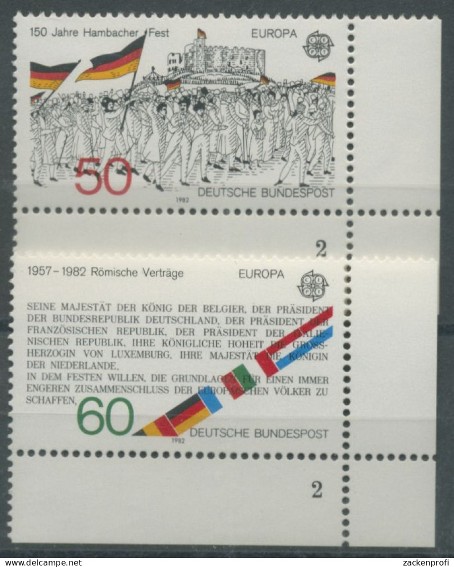 Bund 1982 Europa Historische Ereignisse 1130/31 Ecke U.rechts FN 2 Postf. (E154) - Ungebraucht