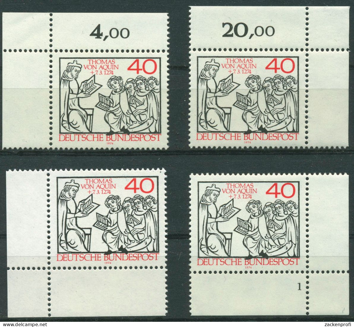Bund 1974 700. Todestag Von Thomas Von Aquin 795 Alle 4 Ecken Postfrisch (E524) - Neufs