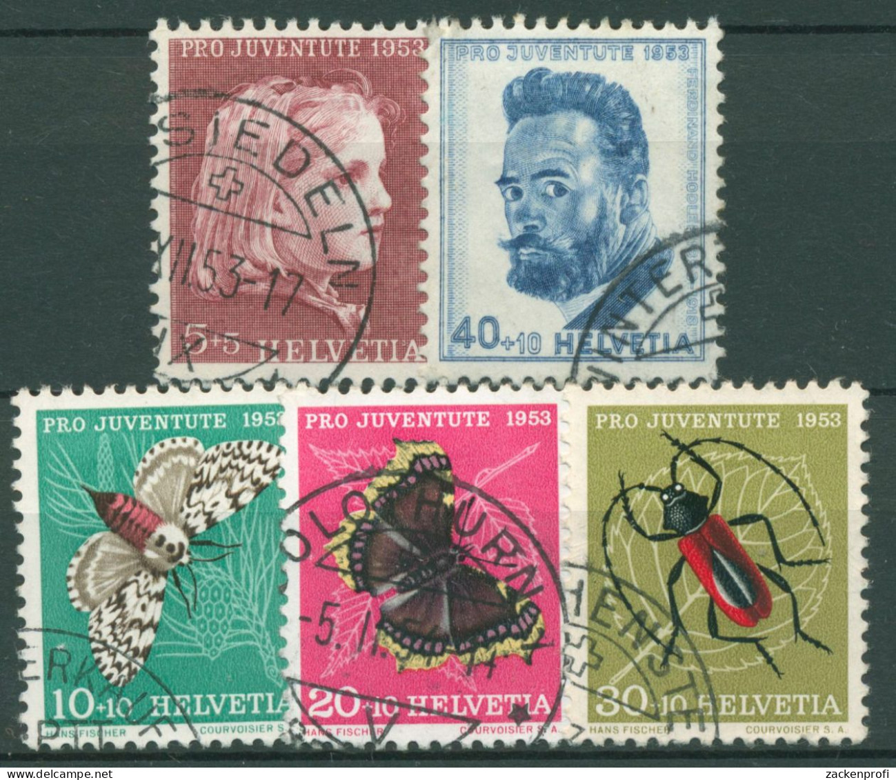 Schweiz 1953 Pro Juventute Mädchenbildnis Insekten F.Hodler 588/92 Gestempelt - Used Stamps