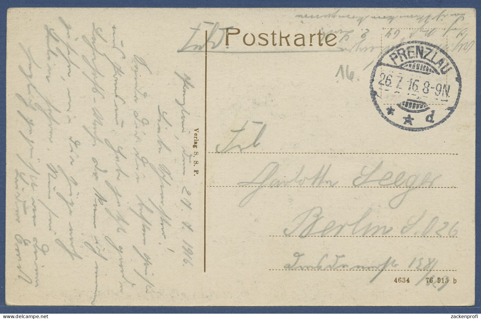 Prenzlau Wittstraße Badeanstalt Conditorei, Gelaufen 1916 Als Feldpost (AK3671) - Prenzlau