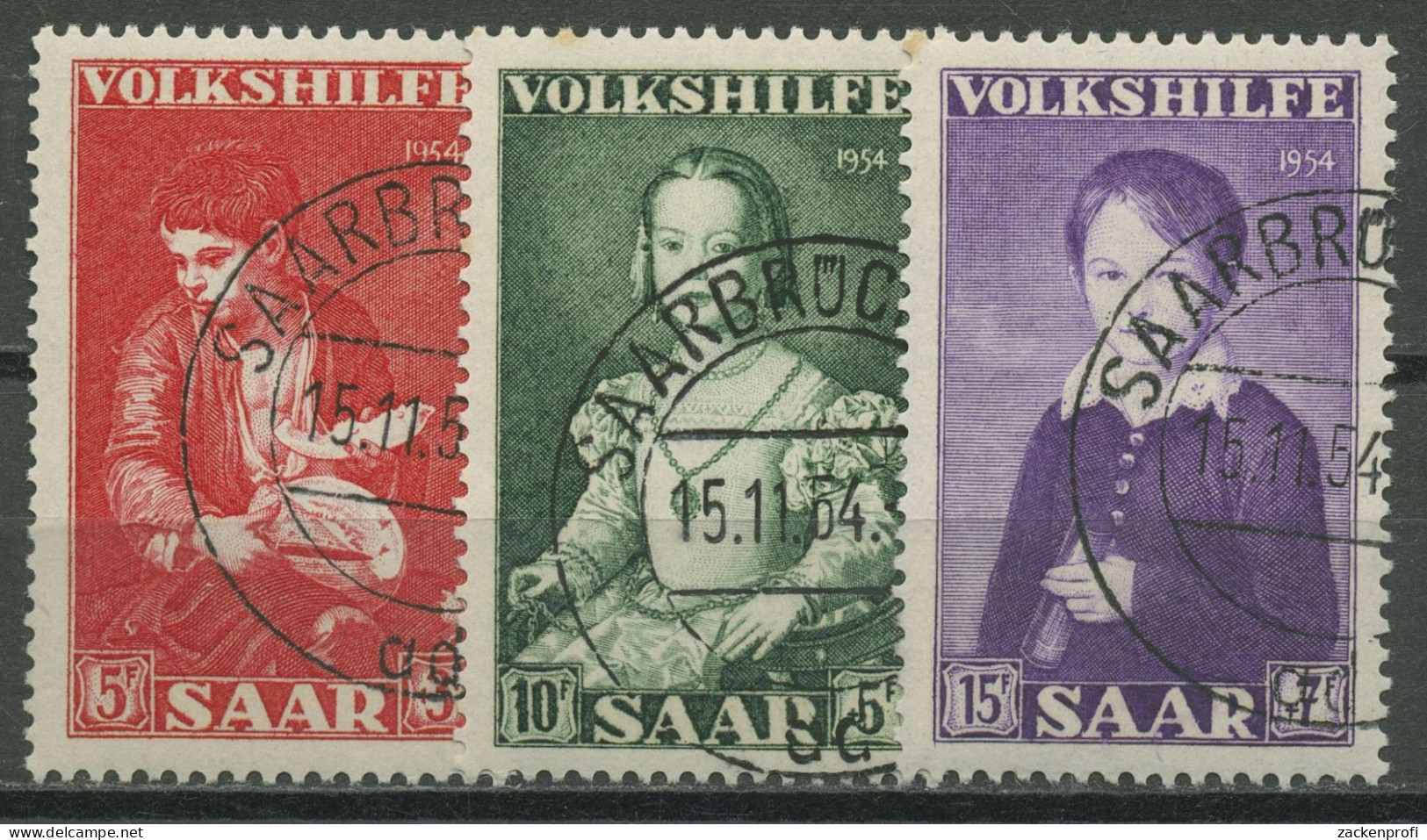 Saarland 1954 Volkshilfe: Gemälde 354/56 Gestempelt - Gebruikt