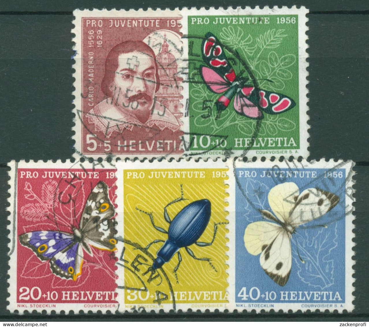Schweiz 1956 Pro Juventute Architekt Carlo Maderno Insekten 632/36 Gestempelt - Used Stamps