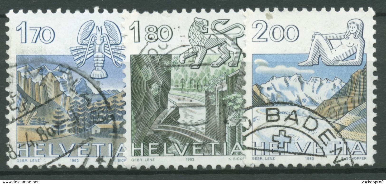 Schweiz 1983 Landschaften Tierkreiszeichen 1242/44 Gestempelt - Gebruikt