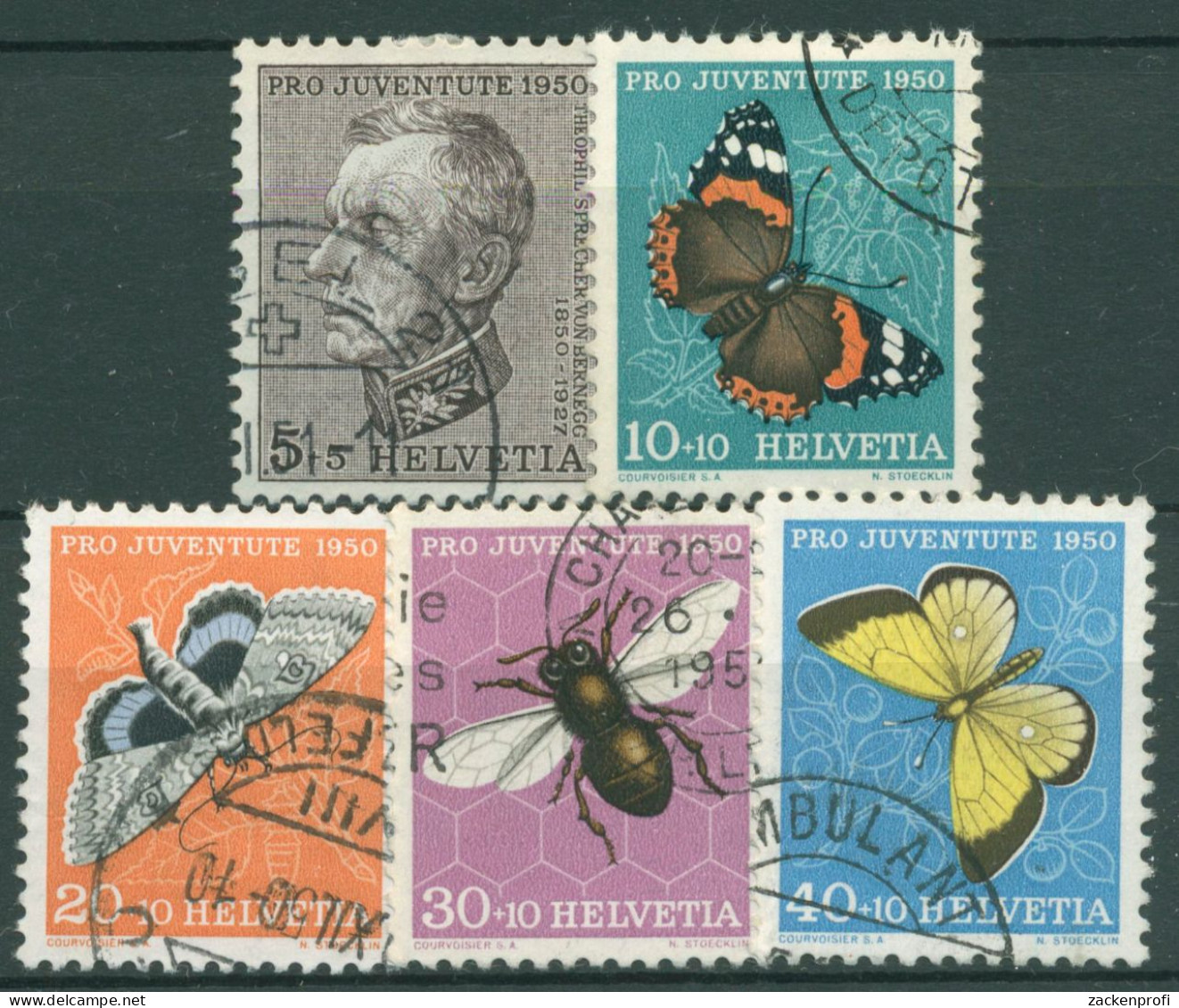 Schweiz 1950 Pro Juventute Theophil S.v.Bernegg Insekten 550/54 Gestempelt - Gebruikt