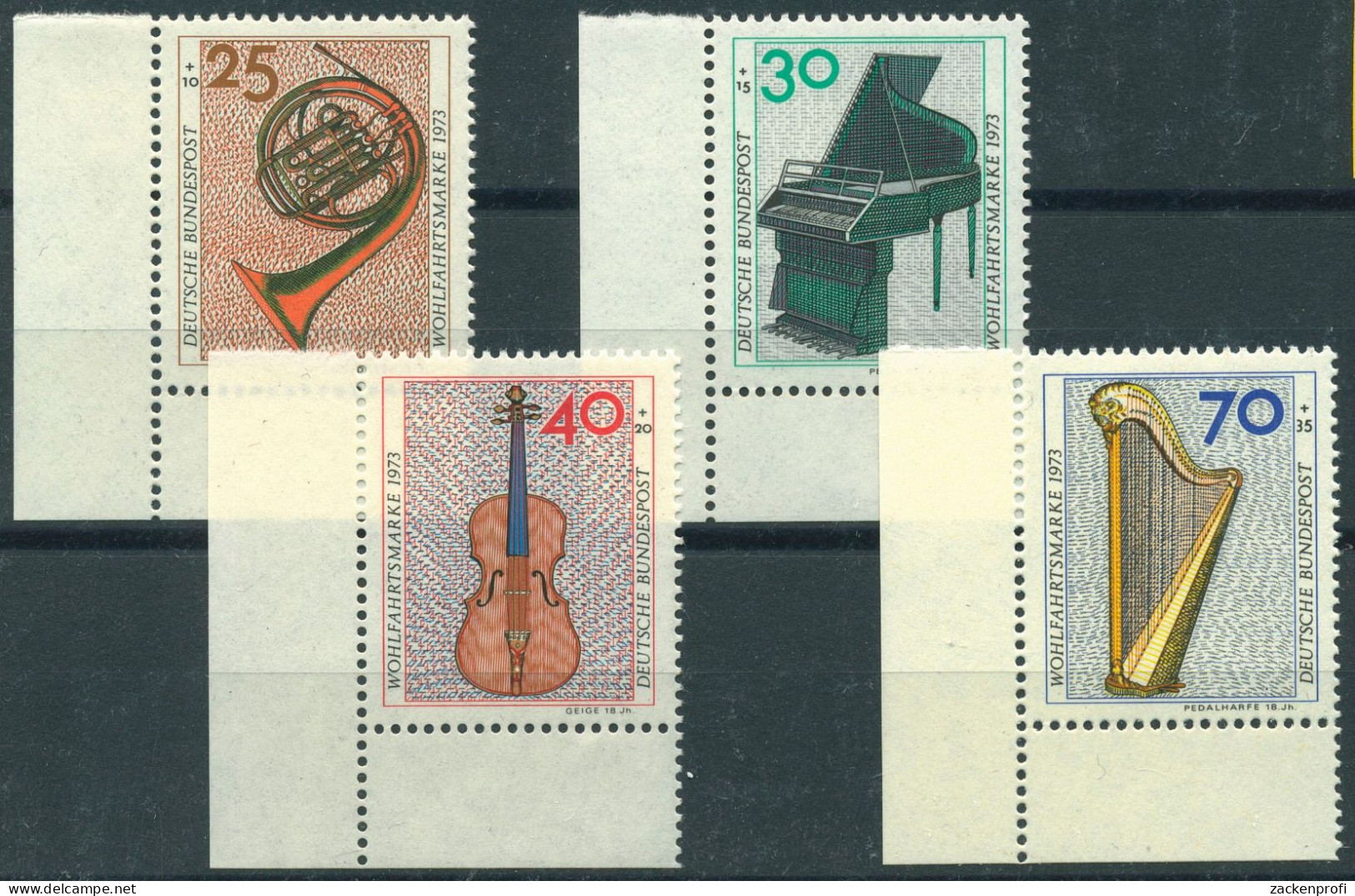 Bund 1973 Wohlfahrt: Musikinstrumente 782/85 Ecke 3 Unt. Links Postfrisch (E344) - Unused Stamps