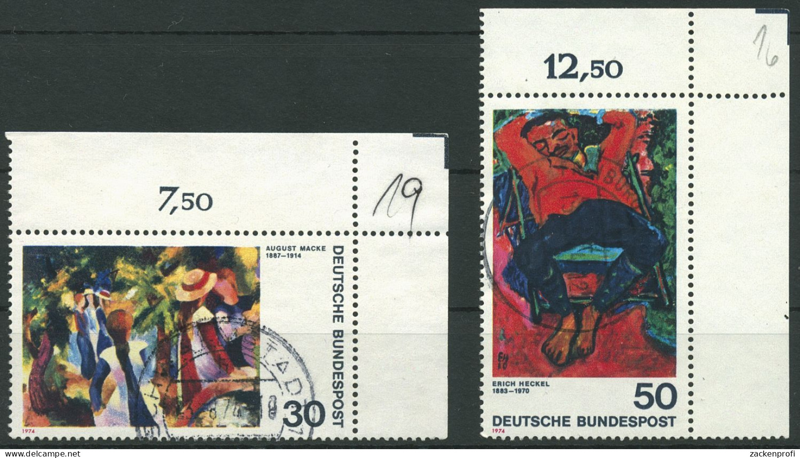 Bund 1974 Deutscher Espressionismus 816/17 Ecke 2 Oben Rechts Gestempelt (E921) - Used Stamps