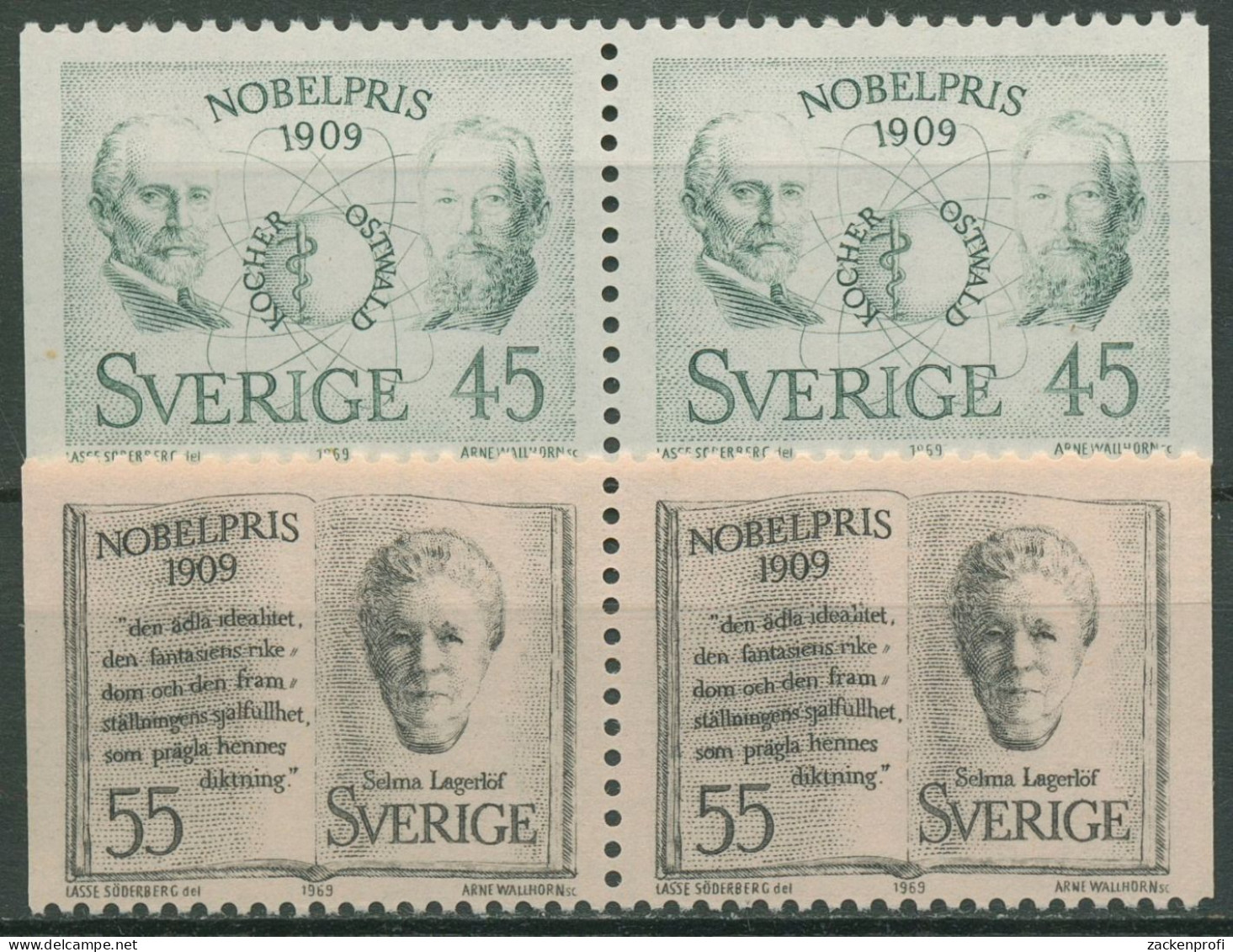 Schweden 1969 Nobelpreisträger 662/63 Dl/Dr Paare Postfrisch - Ungebraucht
