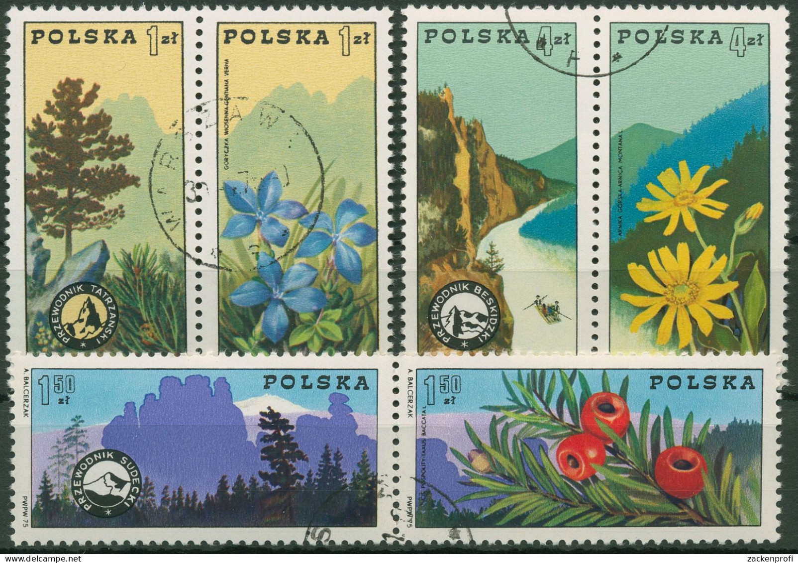 Polen 1975 Bergführerorganisation Pflanzen Landschaften 2370/75 ZD Gestempelt - Oblitérés