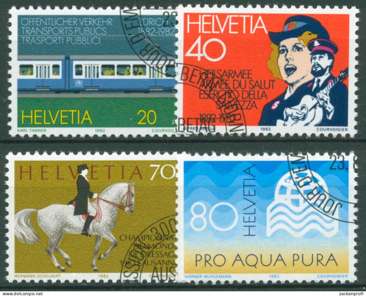 Schweiz 1982 Ereignisse Straßenbahn Heilsarmee Dressurreiten 1232/35 Gestempelt - Used Stamps