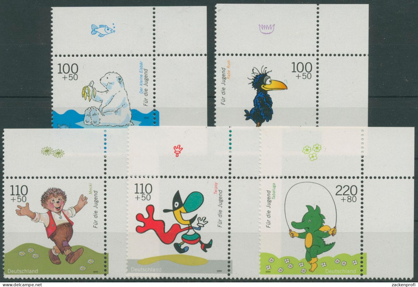 Bund 1999 Jugend: Trickfilmfiguren 2055/59 Ecke 2 Postfrisch (E3042) - Unused Stamps