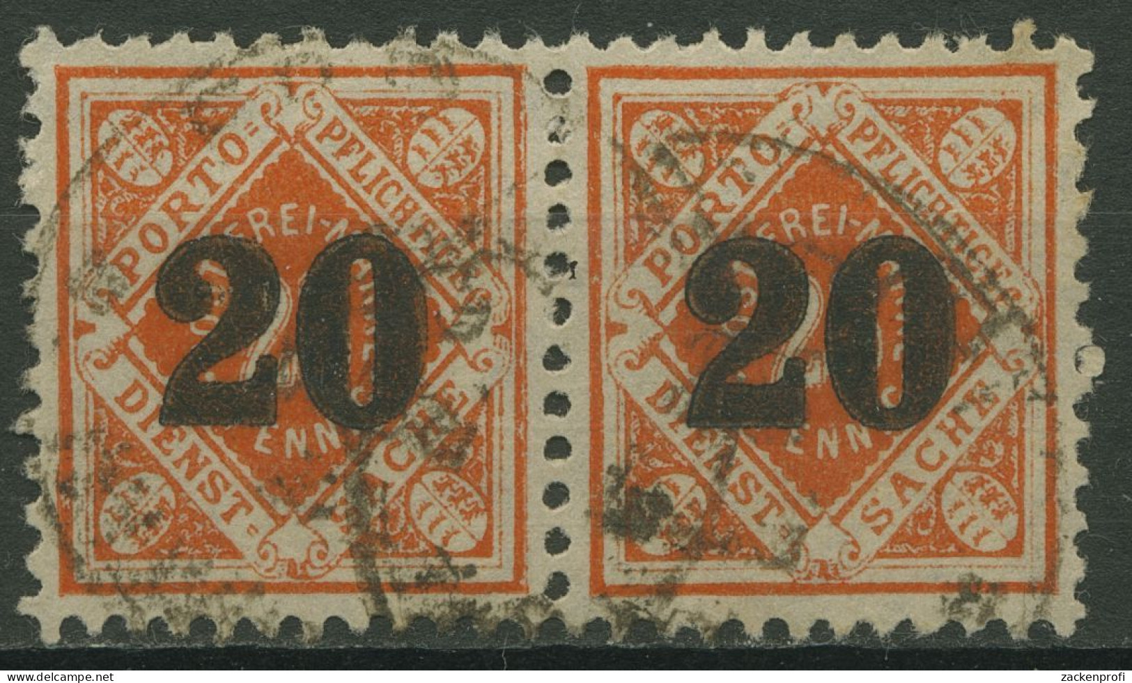 Württemberg Dienstmarken 1923 Mit Aufdruck 187 Waag. Paar Gestempelt - Usati