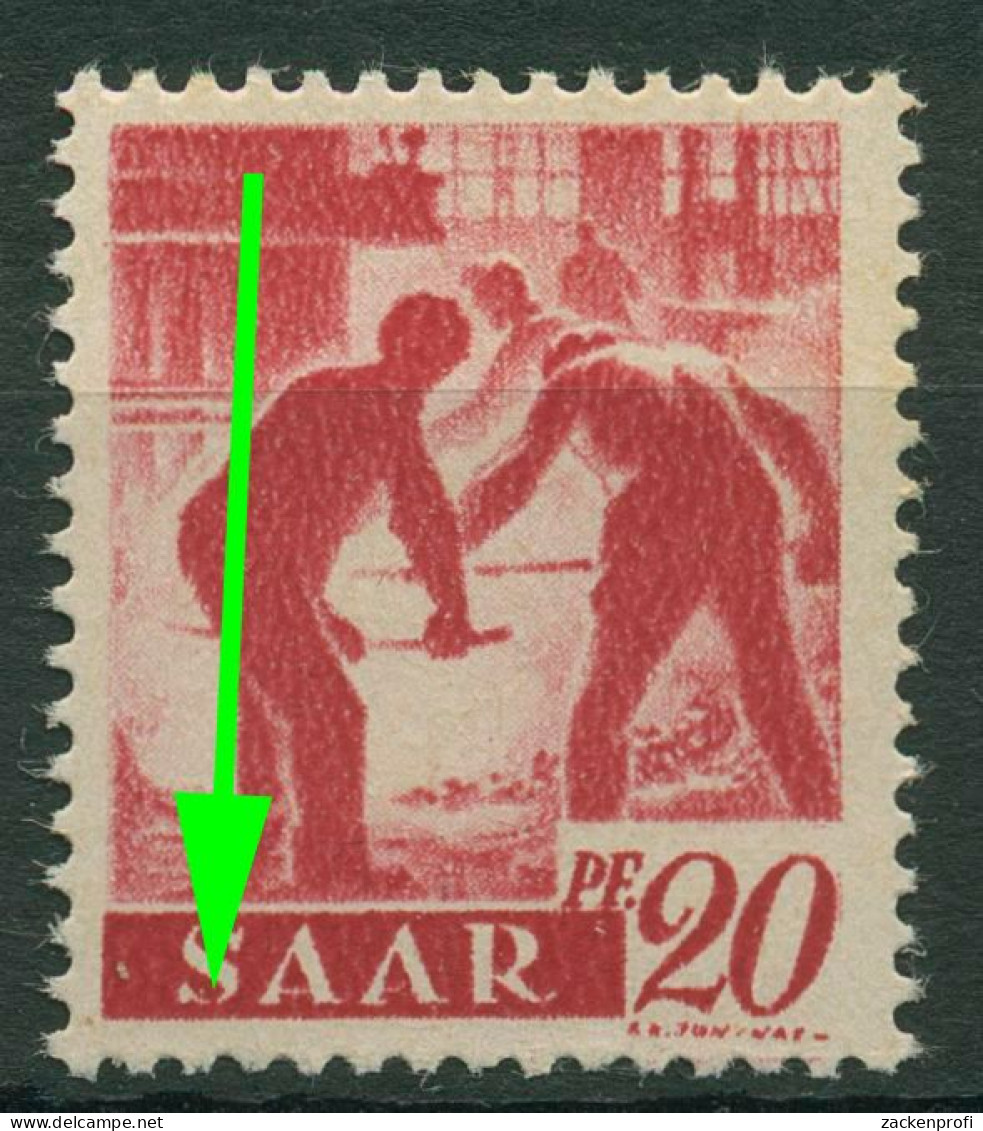 Saarland 1947 Arbeiter Am Hochofen Mit Plattenfehler 214 III Postfrisch - Unused Stamps