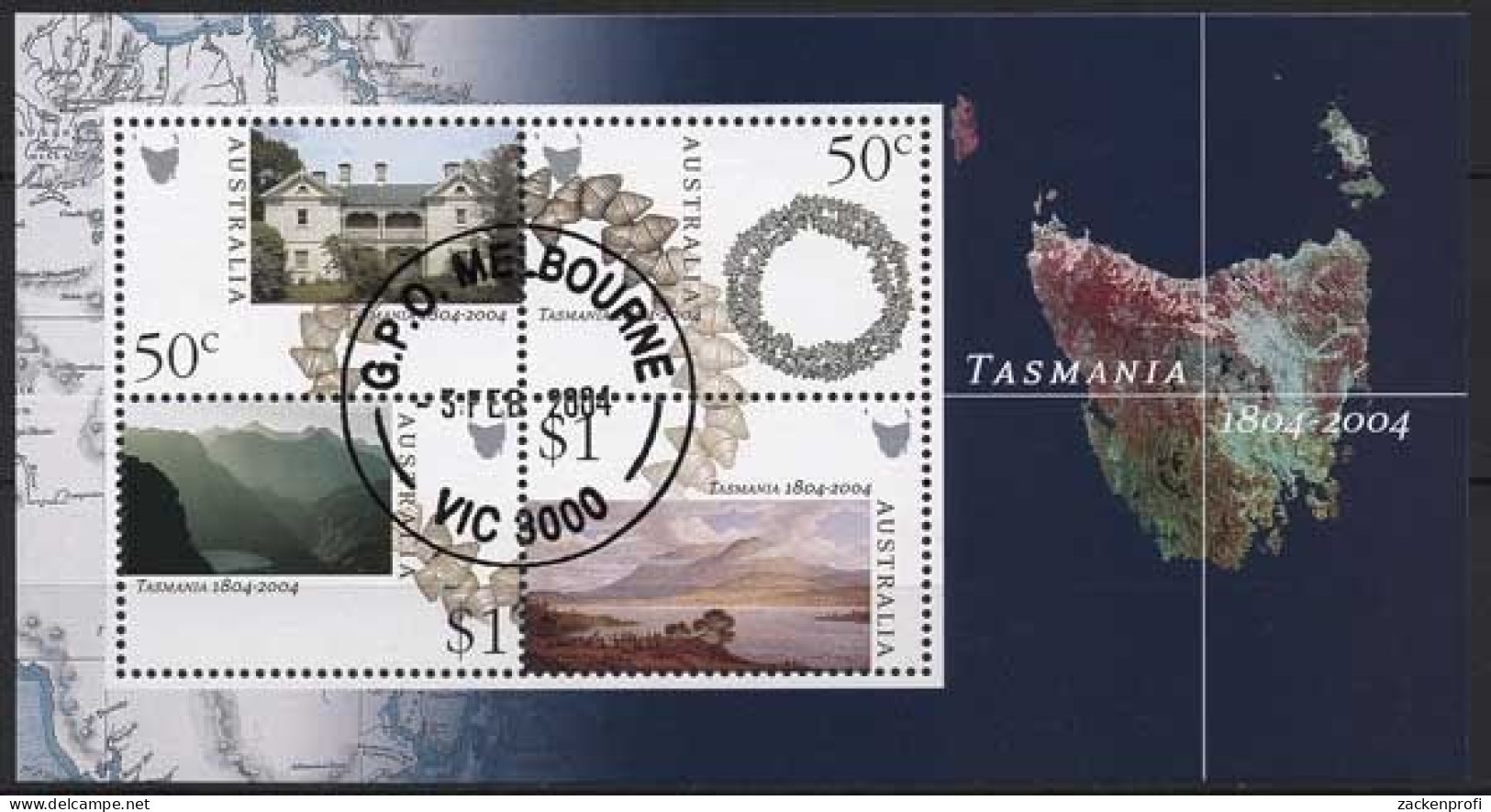 Australien 2004 200 Jahre Stadt Hobart Tasmanien Block 52 Gestempelt (C24211) - Hojas Bloque