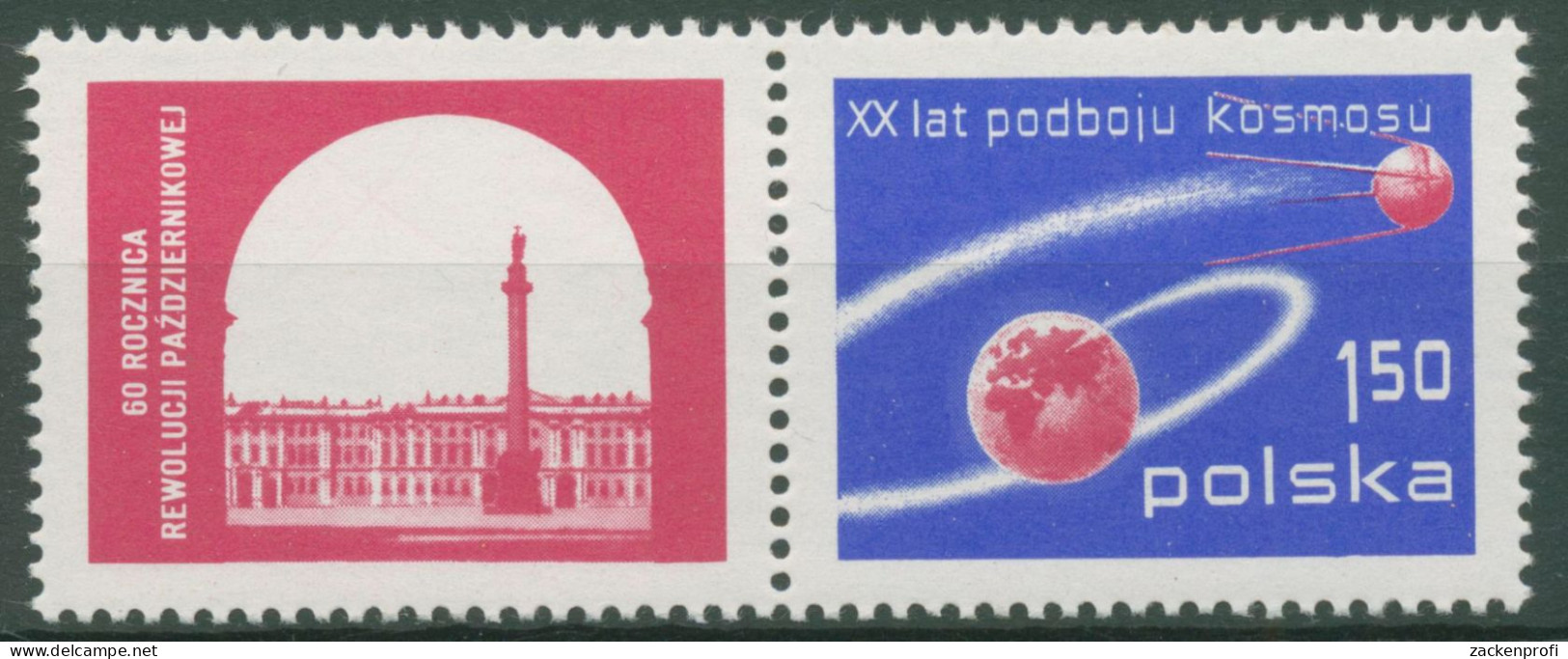 Polen 1977 Oktoberrevolution Sputnik 2524 Zf Postfrisch - Unused Stamps