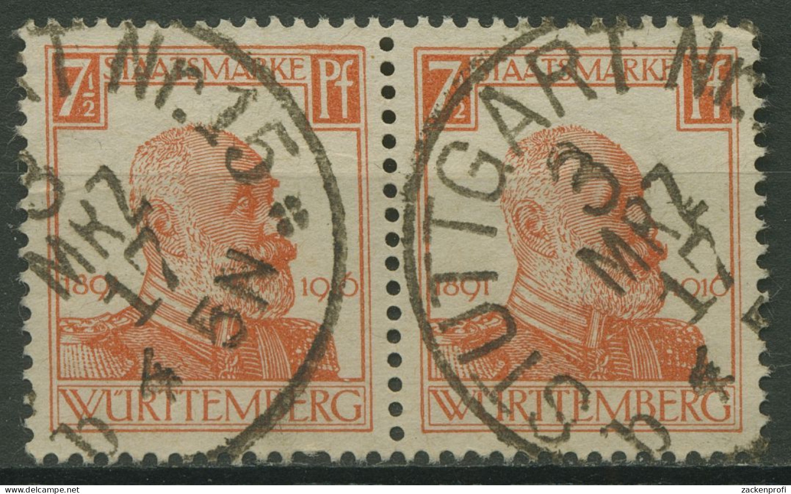 Württemberg Dienstmarken 1916 25 Jahre Regentschaft 242 Waag. Paar Gestempelt - Used