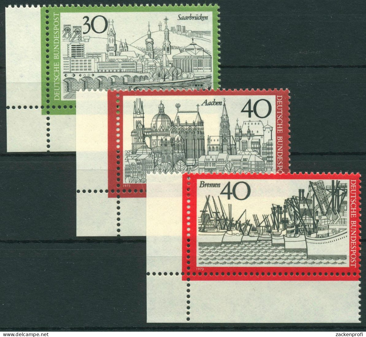 Bund 1973 Saarbrücken Aachen Bremen 787/89 Ecke 3 Unten Links Postfrisch (E913) - Unused Stamps