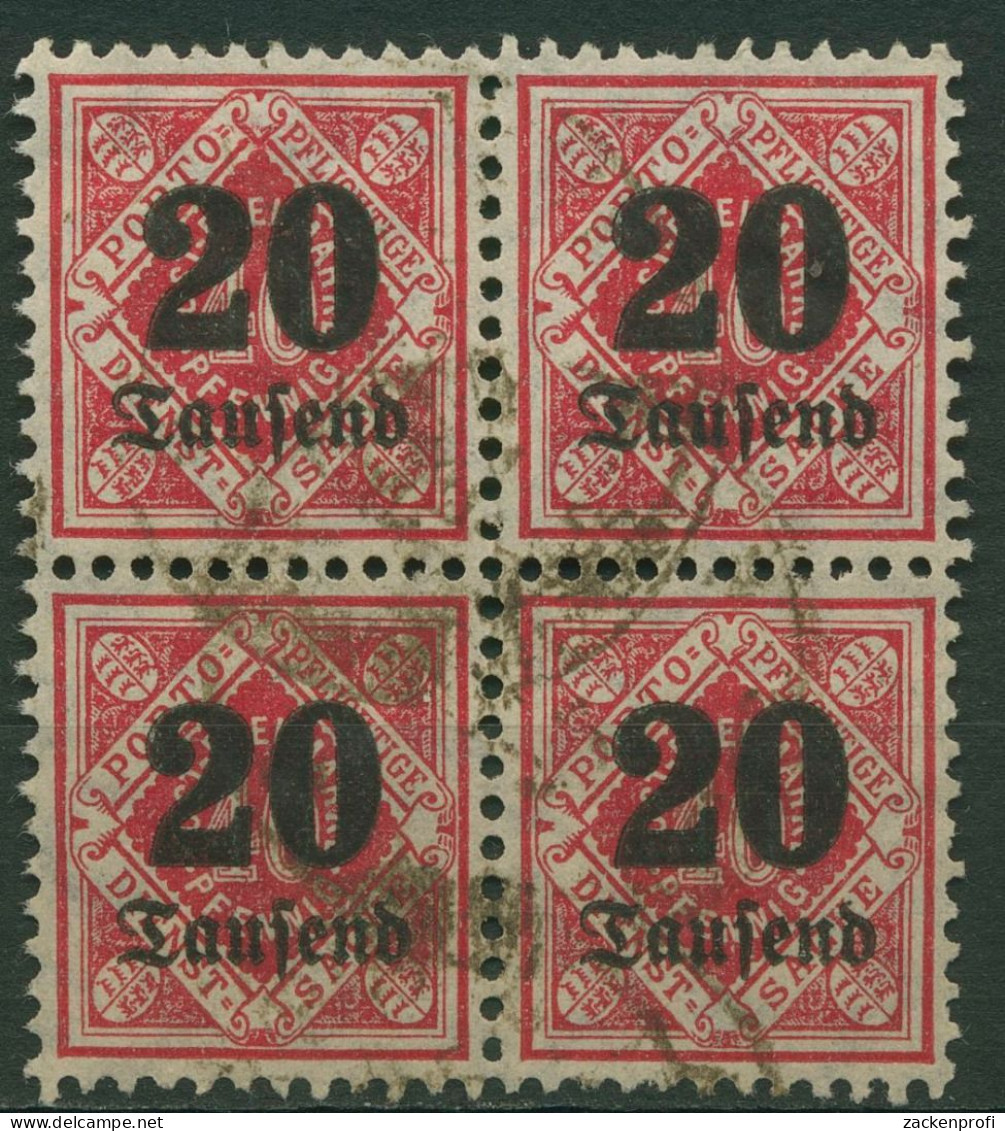 Württemberg Dienstmarken 1923 Mit Aufdruck 174 4er-Block Gestempelt - Used