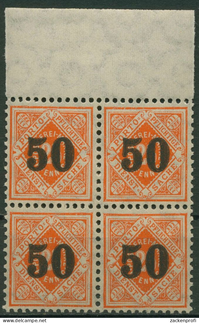 Württemberg Dienst 1923 Mit Aufdruck, Mit Oberrand 188 4er-Block OR Postfrisch - Postfris