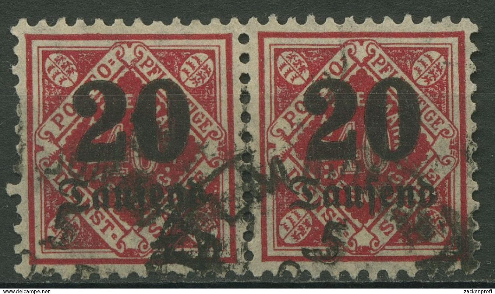 Württemberg Dienstmarken 1923 Mit Aufdruck 174 Waag. Paar Gestempelt - Used