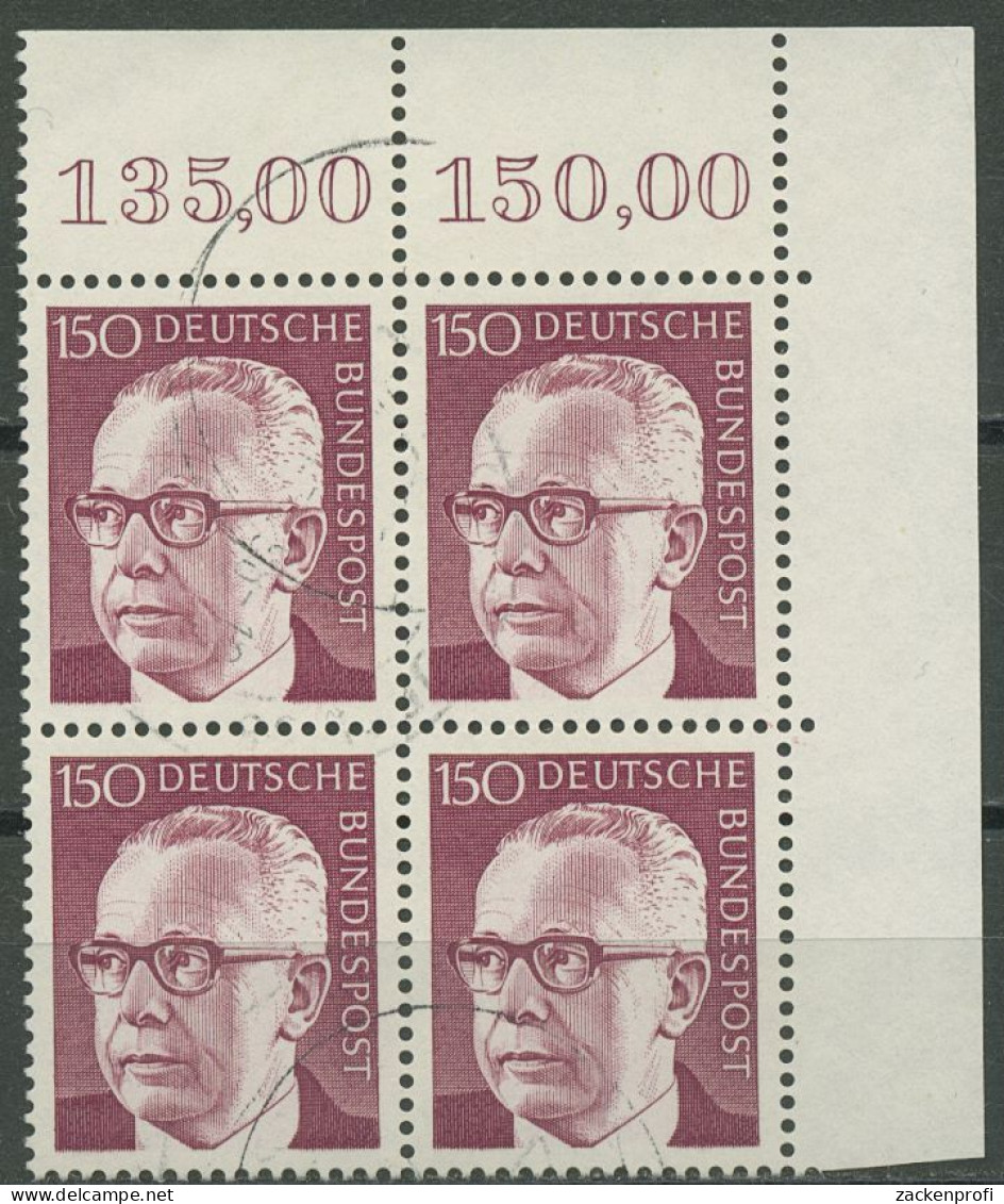 Bund 1972/73 Heinemann 730 4er-Block Ecke 2 Gestempelt - Used Stamps