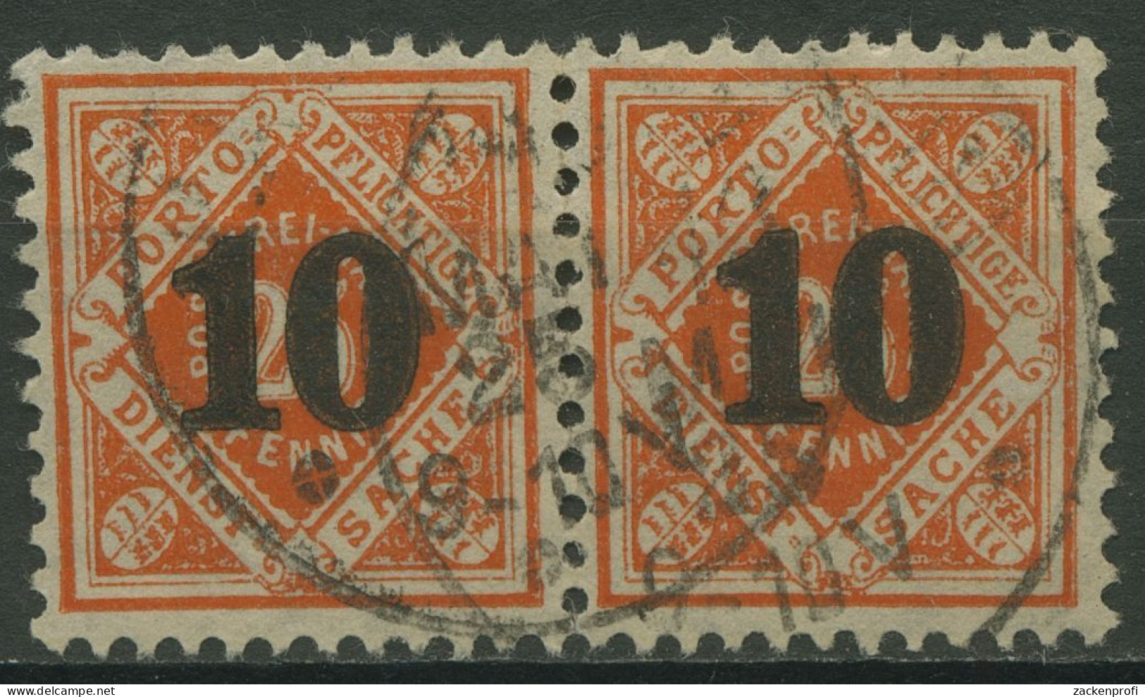 Württemberg Dienstmarken 1923 Mit Aufdruck 186 Waag. Paar Gestempelt - Gebraucht