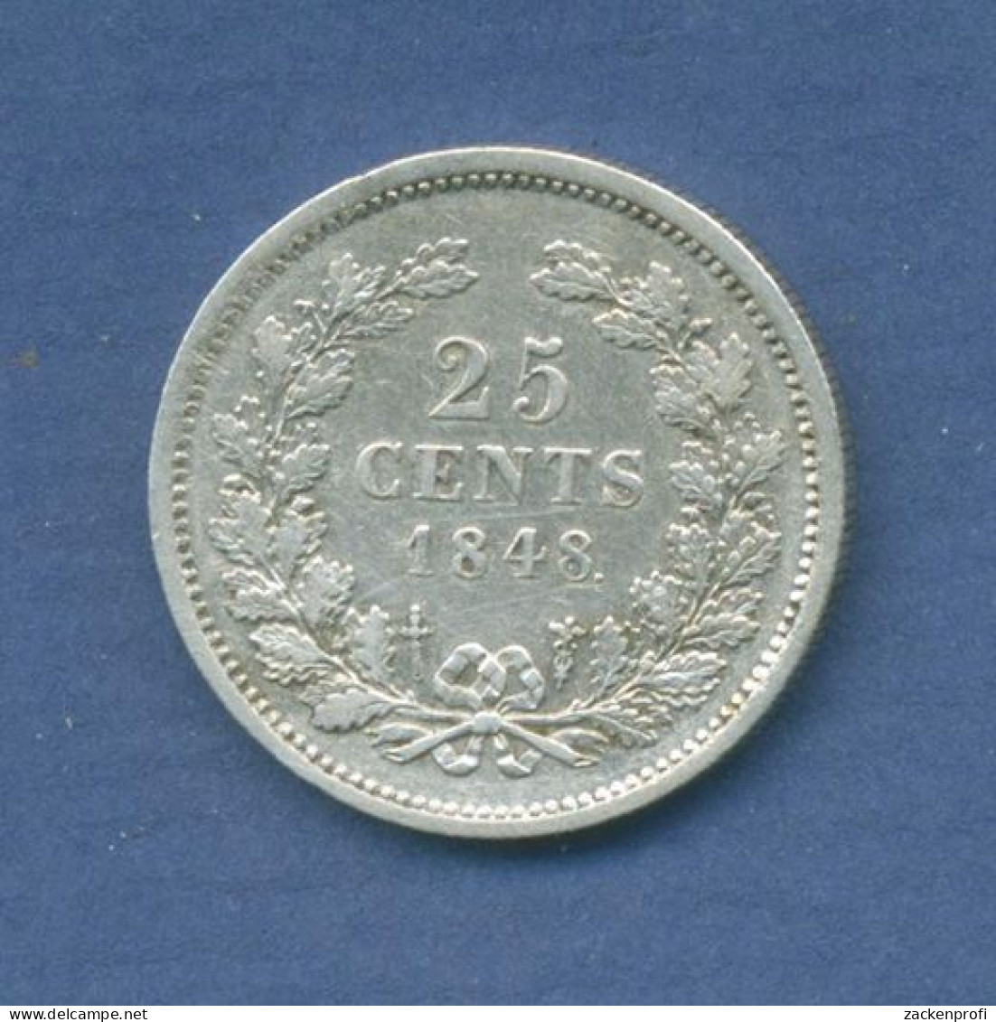 Niederlande 25 Cents 1848 König Wilhelm II, Ss (m6461) - 1840-1849 : Willem II