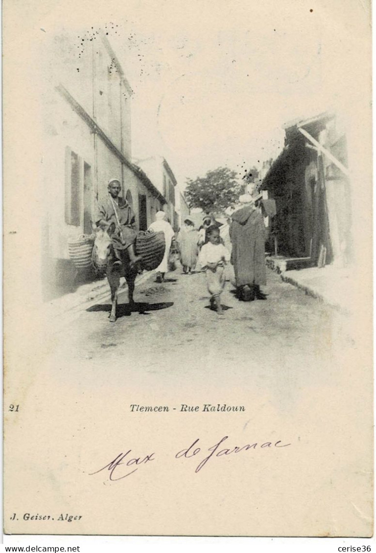 Tlemcen Rue Kaldoun Circulée En 1903 Avec Ambulant Voir Verso Oran à Relizane - Tlemcen