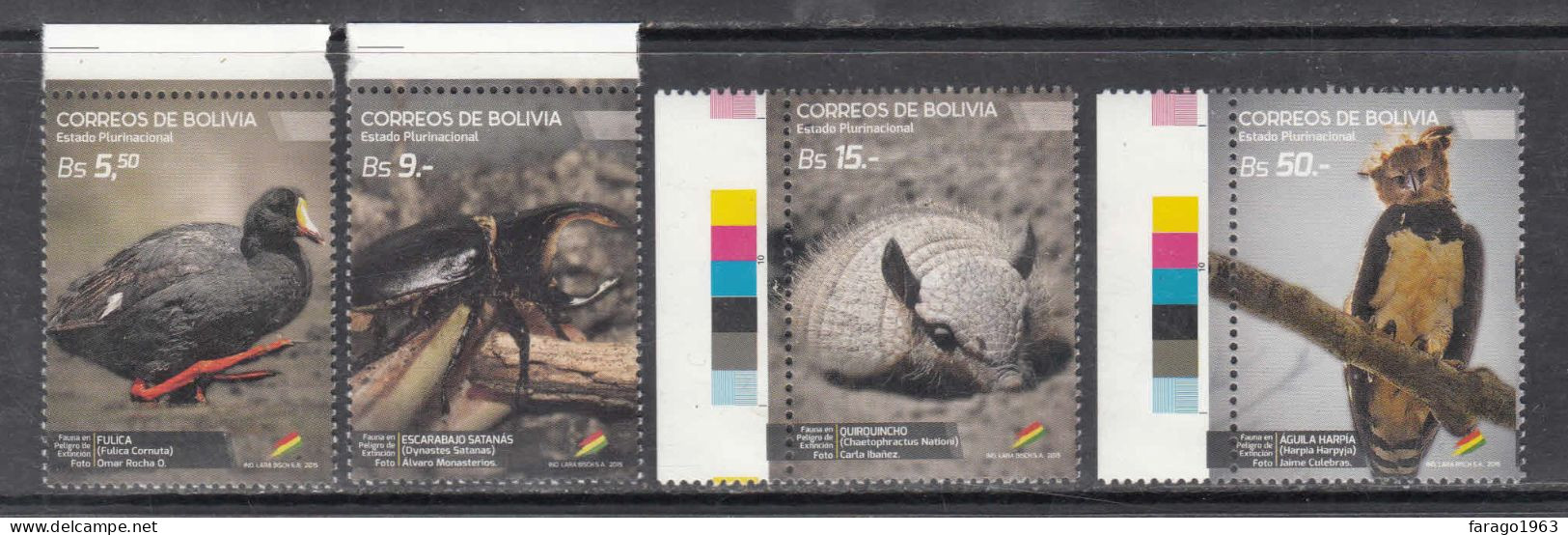 2015 Bolivia Endangered Wildlife Birds Owls Insects Complete Set Of 4 MNH - Bolivia