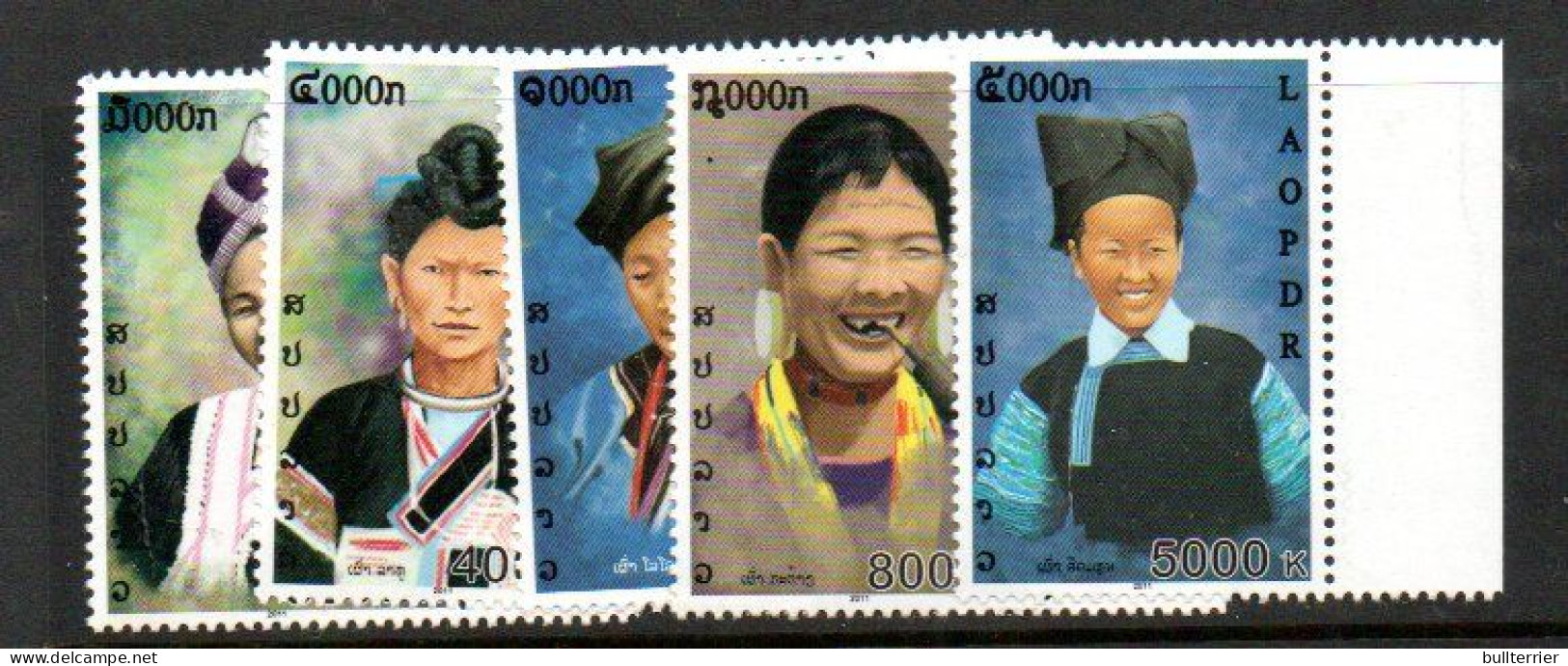 LAOS -  2011 - TRIBAL COSTUMES SET OF 5  MINT NEVER HINGED - Laos