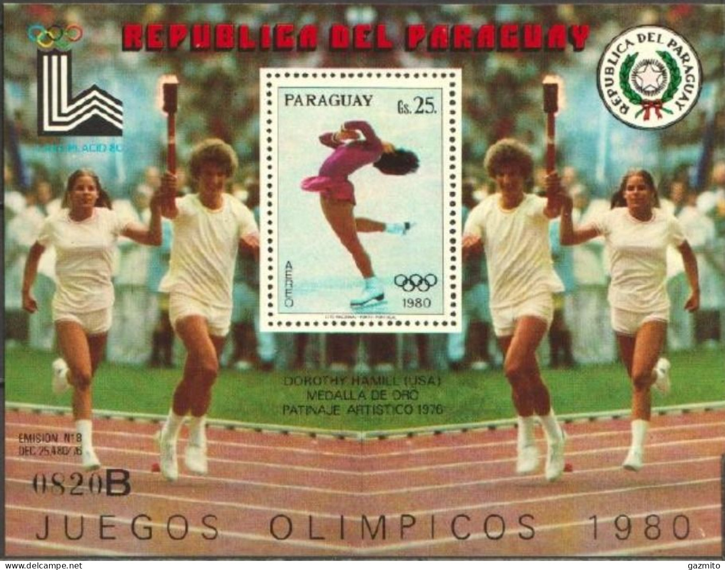 Paraguay 1979, Olympic Games In Moscow, Lake Placid, Skating, BF - Eiskunstlauf