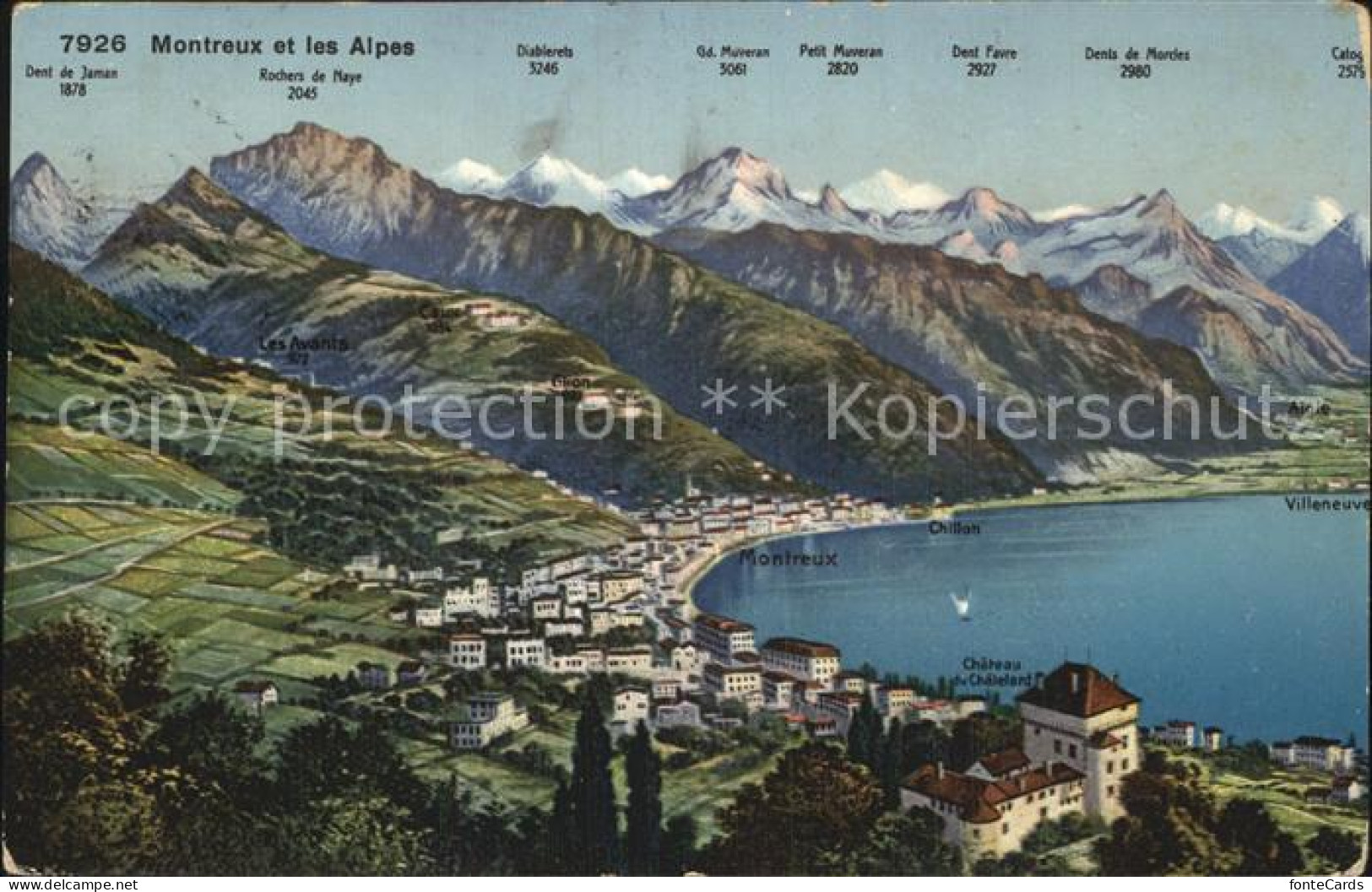 12473747 Montreux VD Kartenuebersicht Mit Den Alpen Montreux - Autres & Non Classés