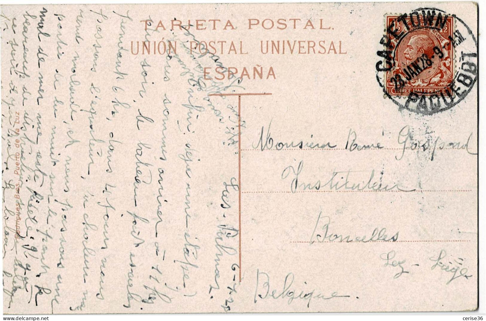 Gran Canaria Atalaya Circulée En 1928 Postée Sur Le Paquebot Capetown Voir Verso - Gran Canaria