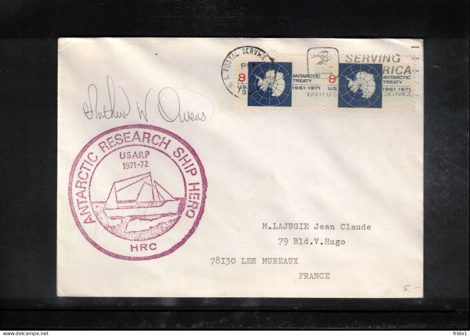 USA 1972 Antarctica - Antarctic Research Ship HERO Interesting Signed Cover - Barcos Polares Y Rompehielos