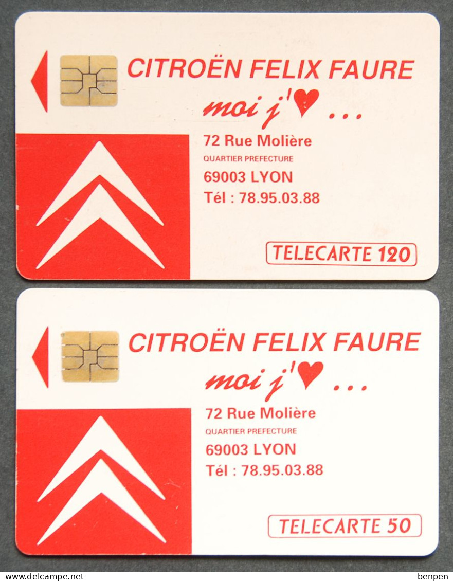 Télécartes CITROEN Felix Faure Rue Molière Préfecture Lyon 1991 Remise 7000F Achat 120U 50U Régie France Télécom - Ohne Zuordnung