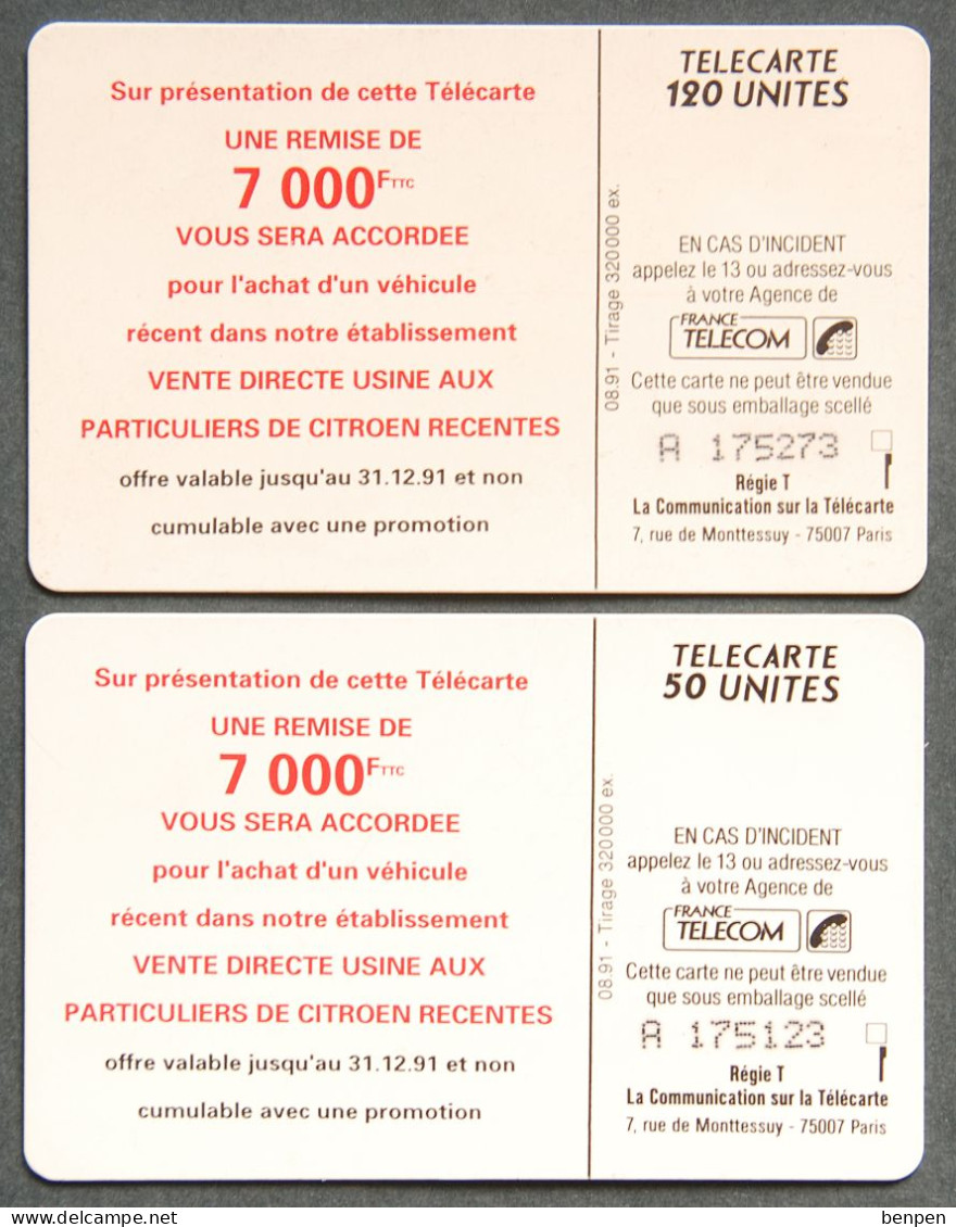 Télécartes CITROEN Felix Faure Rue Molière Préfecture Lyon 1991 Remise 7000F Achat 120U 50U Régie France Télécom - Ohne Zuordnung