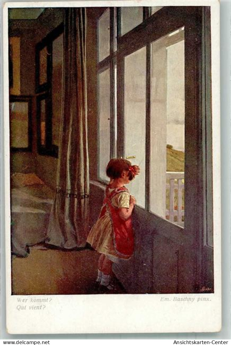39806109 - Sign. Baschny Kind Schaut Neugierig Zum Fenster Hinaus Verlag Wiener Kunst B.K.W.I. Nr. 1665 - Altri & Non Classificati