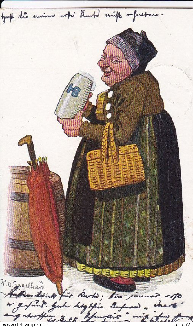 AK Bayerin Mit Bierkrug - Hofbräuhaus - Künstlerkarte P.O. Engelhard - St. Gallen 1901  (69410) - Engelhard, P.O. (P.O.E.)