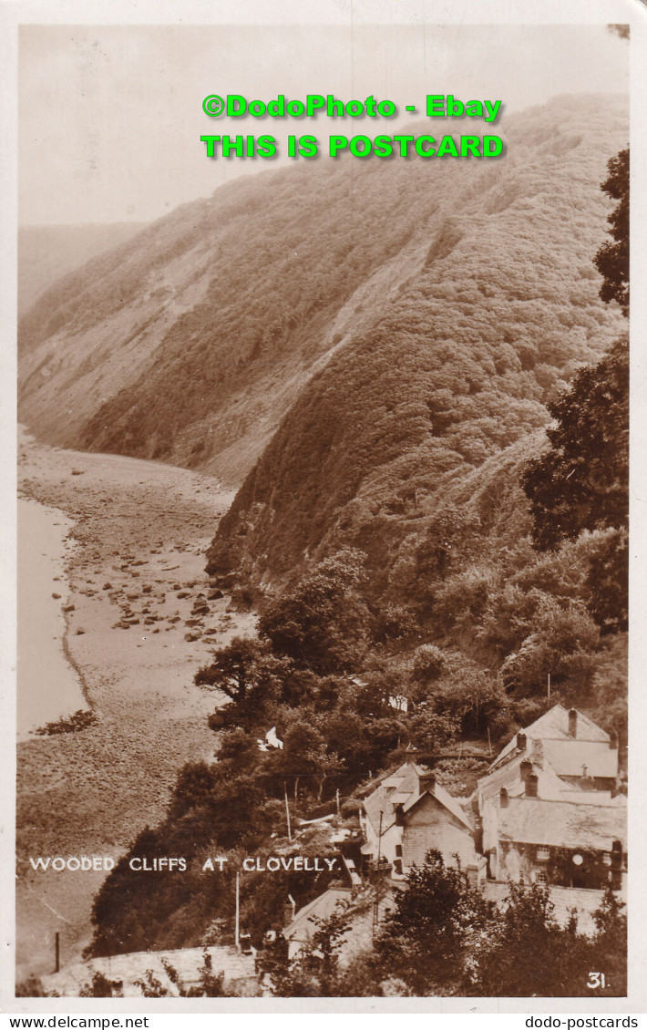 R385365 Wooded Cliffs At Clovelly. 31. RP. Post Card. 1932 - World