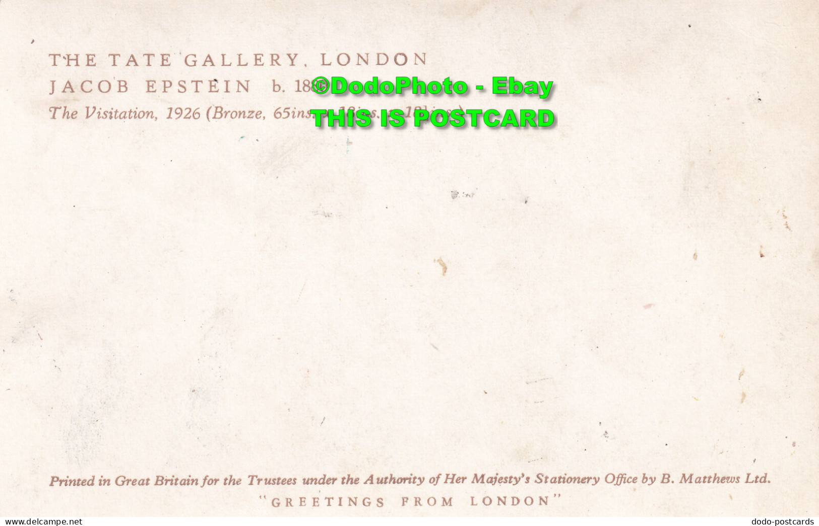 R385388 The Tate Gallery London. Jakob Epstein B. 1880. The Visitation. For Trus - Altri & Non Classificati
