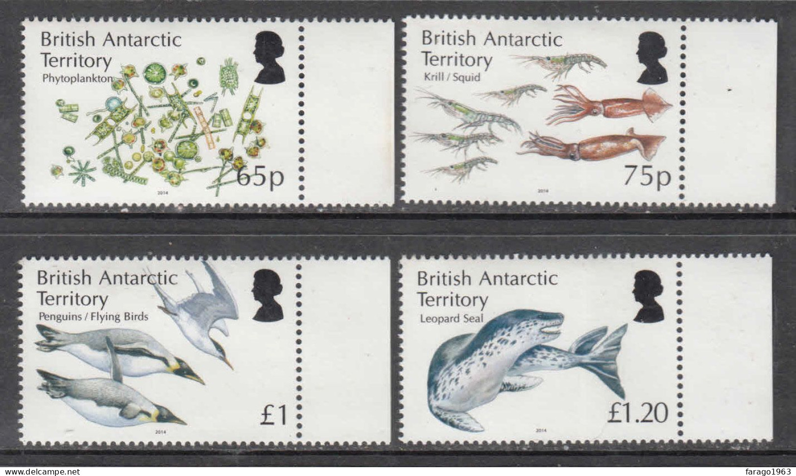 2014 British Antarctic Territory Marine Food Web Fish Krill Penguins Seals Complete Set Of 4 MNH - Ungebraucht