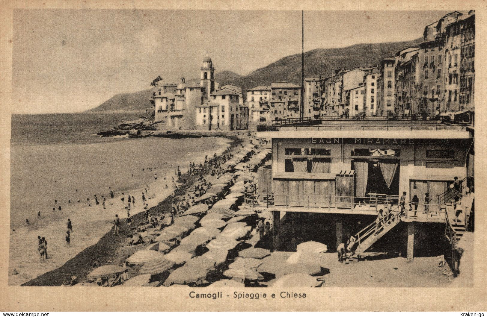 CAMOGLI, Genova - Spiaggia E Chiesa - Bagni Miramare - VG - #038 - Altri & Non Classificati