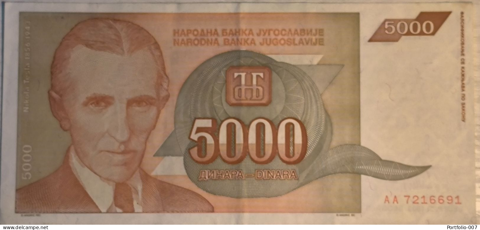5 000 Dinara, 1993. Yugoslavia - Joegoslavië