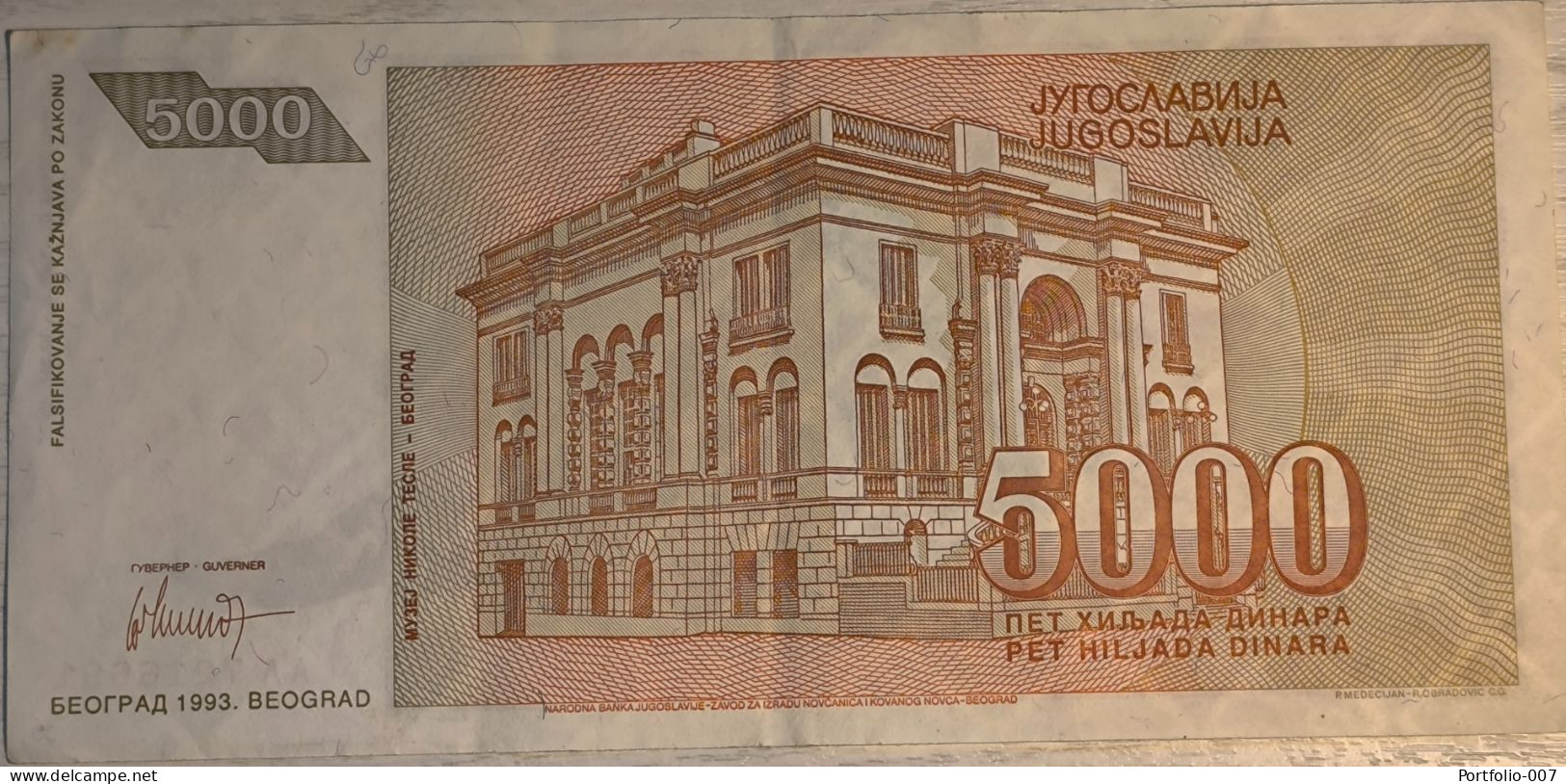 5 000 Dinara, 1993. Yugoslavia - Yugoslavia