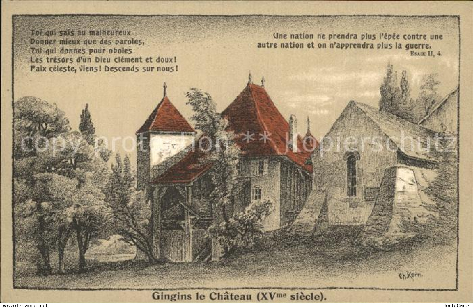 12459317 Gingins Chateau Zeichnung Gingins - Altri & Non Classificati